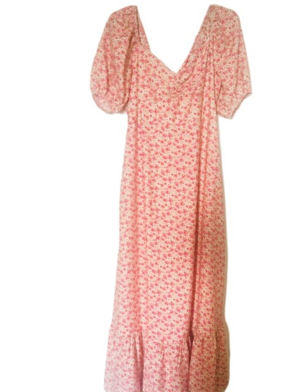 Blu Pepper Maxi Ladies Dress XL Sweetheart Neckline Floral Pink Tie Back NWT